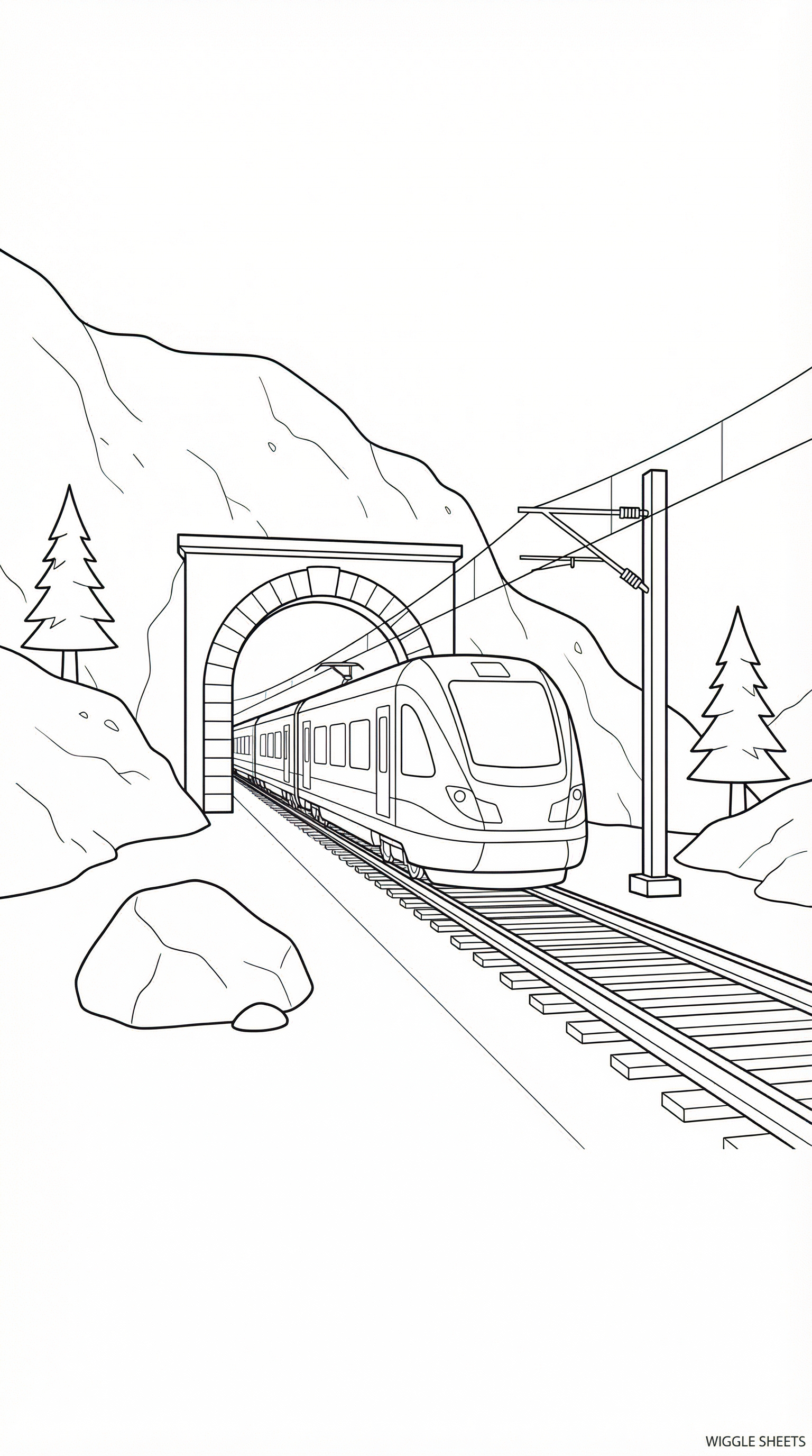 Electric Train Tunnel Coloring Page